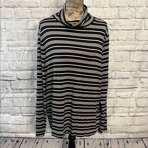 Talbots Thermawarmth Turtleneck Lightweight Size 2X Striped Black & White